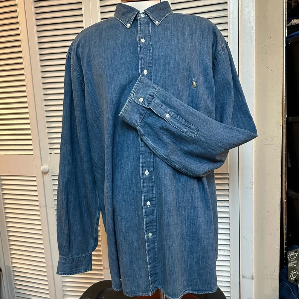 RALPH LAUREN Size 3XL TALL Denim Long Sleeve - Picture 1 of 7